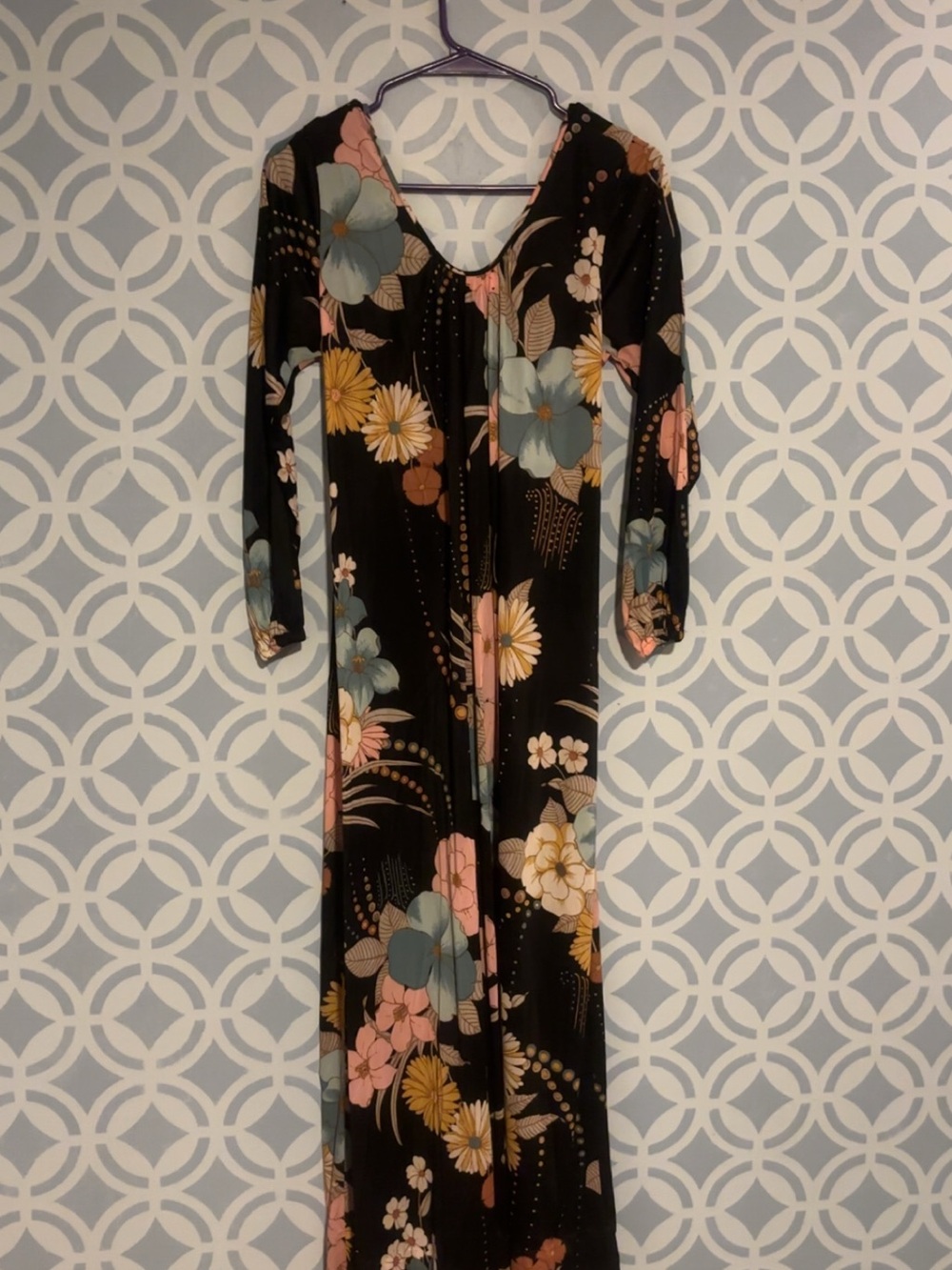 G by Giuliana Black Maxi Dress with Pink, Blue & Yellow Floral - Picture 4 of 4